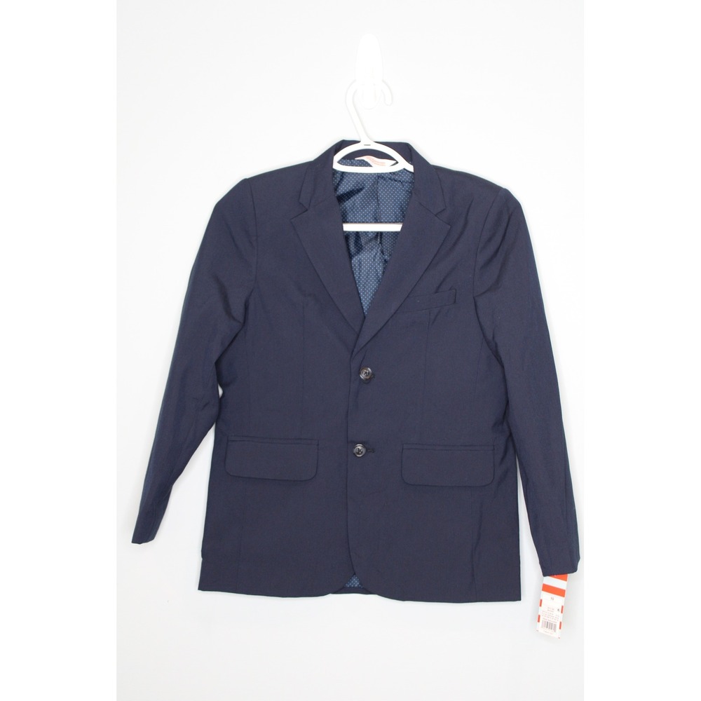 Cat & Jack Boys Navy Blue Suit Jacket‎ Blazer Size 10 Polka Dot Lining Preppy